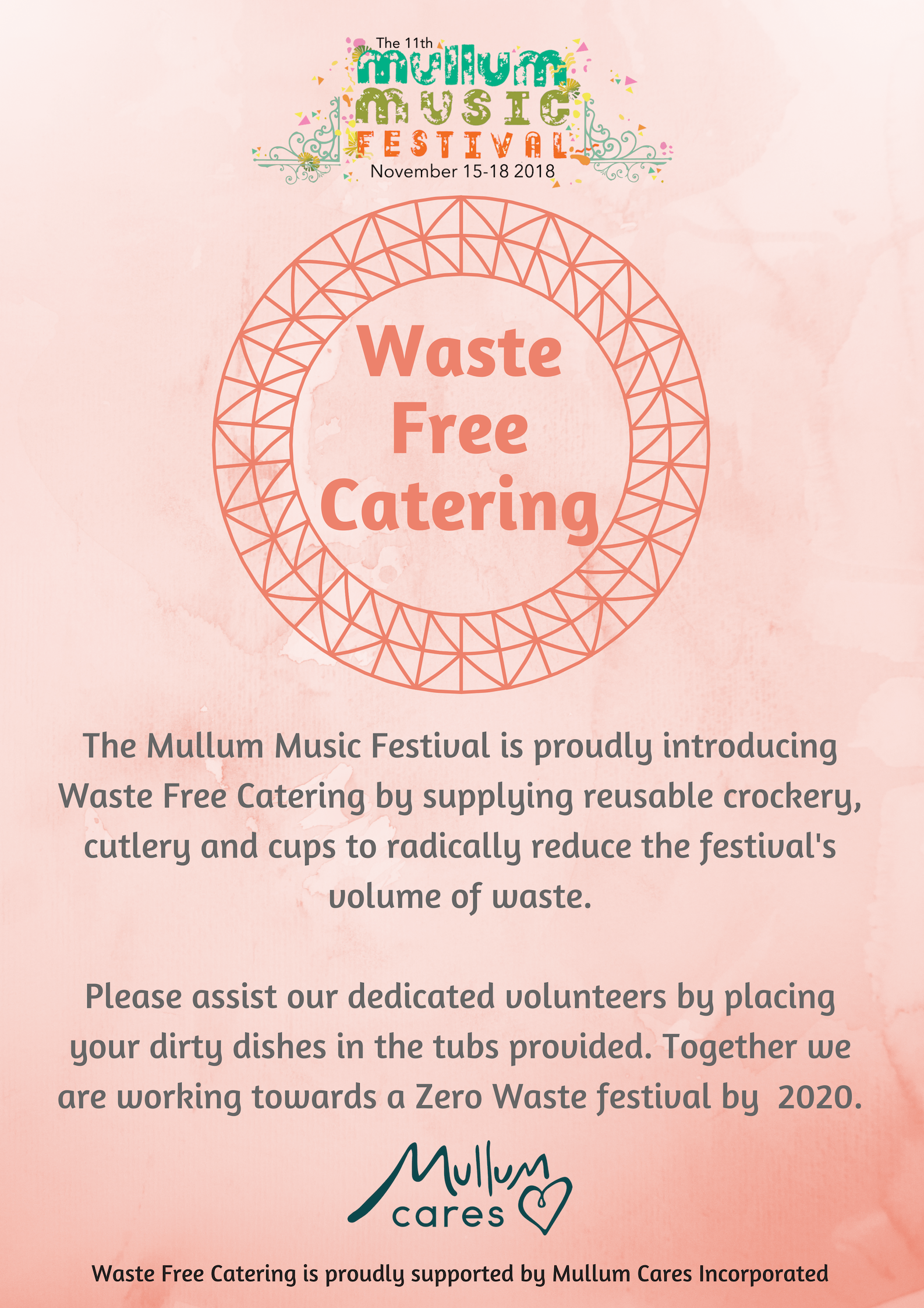 Mullum Music Festival 2018 provides Waste Free Catering at the Civic Hall & the Neighbourhood Centre precinct